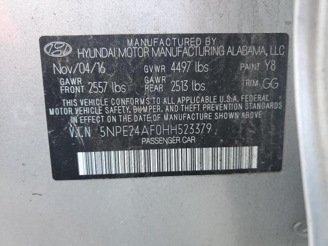 5NPE24AF0HH523379 - 2017 HYUNDAI SONATA SE SILVER photo 12