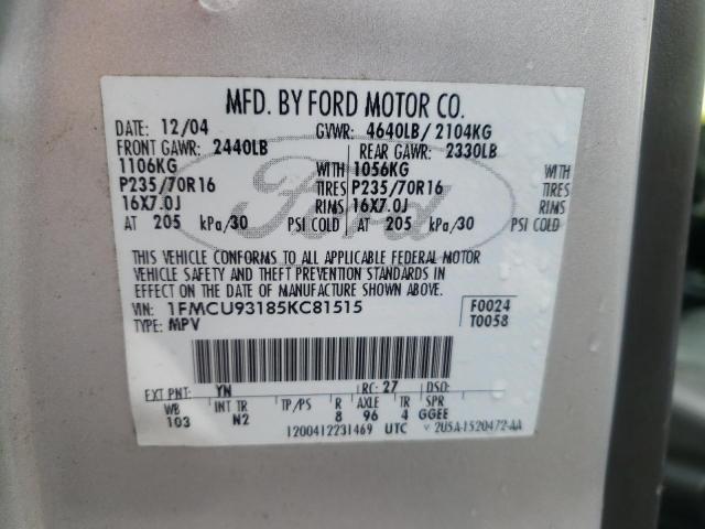 1FMCU93185KC81515 - 2005 FORD ESCAPE XLT ვერცხლისფერი ფოტო 13