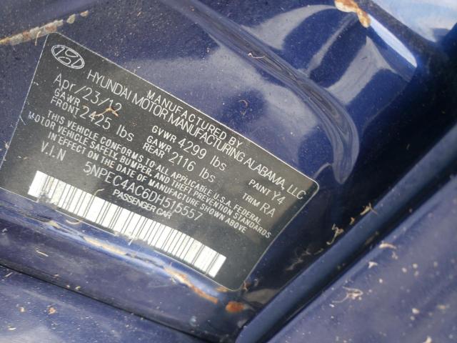 5NPEC4AC6DH515557 - 2013 HYUNDAI SONATA SE 蓝色 照片 12