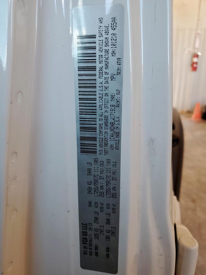 1C4HJXDN8LW171918 - 2020 JEEP WRANGLER U SPORT Biały zdjęcie 13