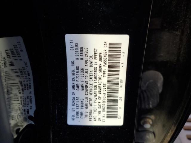 1HGCR2F03HA136491 - 2017 HONDA ACCORD EX BLACK photo 12