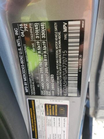 4JGDA5HB7GA770715 - 2016 MERCEDES-BENZ GLE 350 4MATIC BLACK photo 12