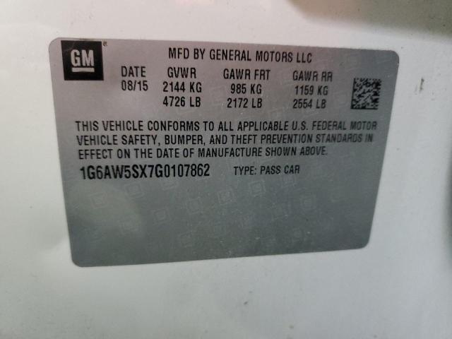 1G6AW5SX7G0107862 - 2016 CADILLAC CTS WHITE photo 12