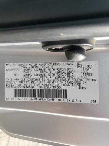 5TFNX4CN5CX010180 - 2012 TOYOTA TACOMA SILVER photo 12