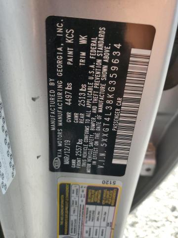 5XXGT4L38KG359634 - 2019 KIA OPTIMA LX فضي صورة 12