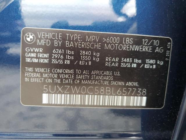 5UXZW0C58BL657738 - 2011 BMW X5 XDRIVE35D BLUE photo 13