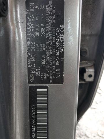 KNAFU4A26B5457145 - 2011 KIA FORTE EX رمادي صورة 12