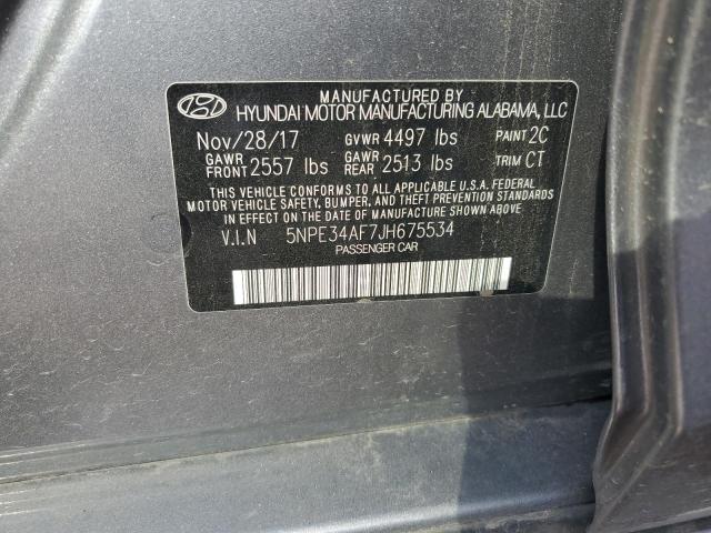 5NPE34AF7JH675534 - 2018 HYUNDAI SONATA SPORT ნაცრისფერი ფოტო 12