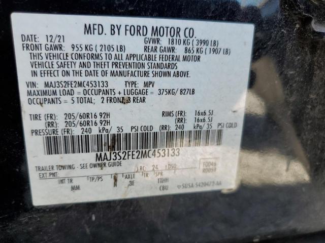 MAJ3S2FE2MC453133 - 2021 FORD ECOSPORT S BLACK photo 13