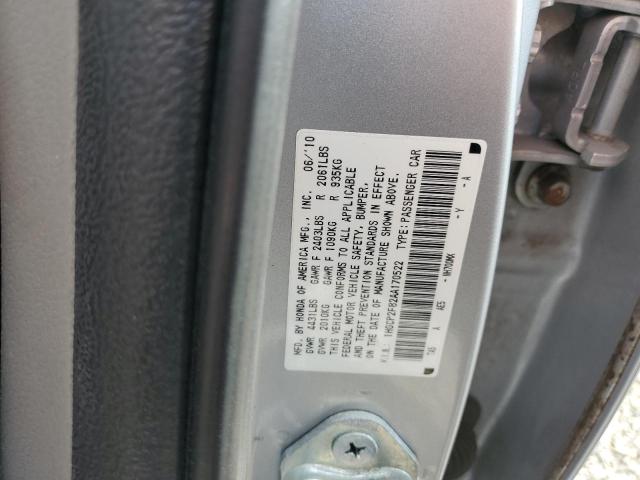 1HGCP2F82AA170522 - 2010 HONDA ACCORD EXL SILVER photo 12