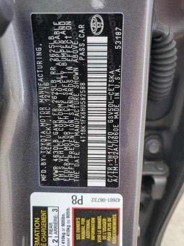 4T1BK1FK6HU582588 - 2017 TOYOTA CAMRY XSE GRAY photo 13