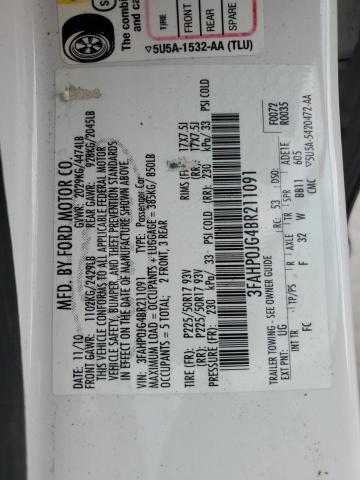 3FAHP0JG4BR211091 - 2011 FORD FUSION SEL Ağ foto 12