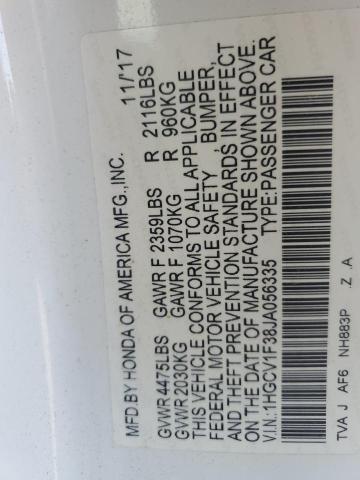 1HGCV1F38JA056335 - 2018 HONDA ACCORD SPORT WHITE photo 12