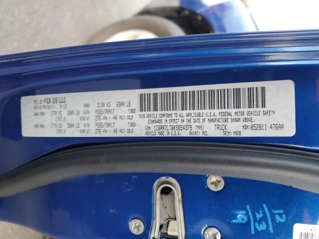 1C6RR7LT6KS654379 - 2019 RAM 1500 CLASS SLT 蓝色 照片 12