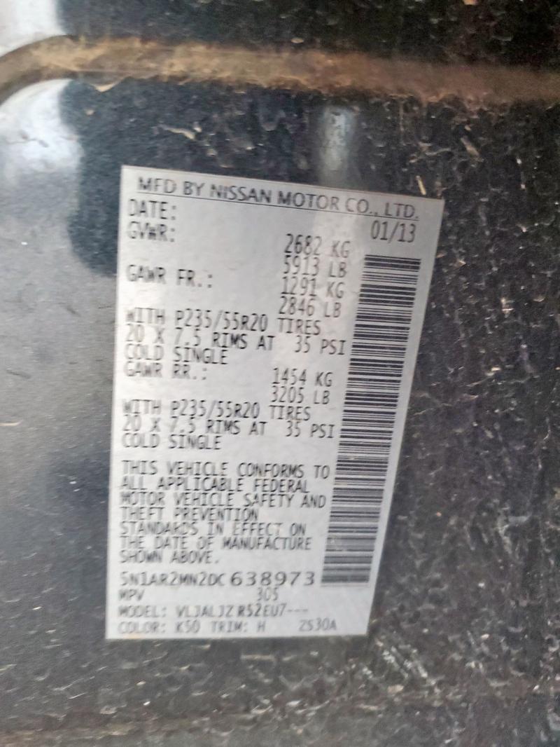 5N1AR2MN2DC638973 - 2013 NISSAN PATHFINDER S رمادي صورة 13