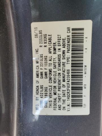 1HGCR2F80FA206466 - 2015 HONDA ACCORD EXL GRAY photo 13