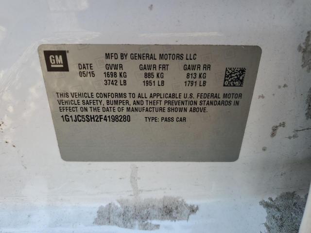 1G1JC5SH2F4198280 - 2015 CHEVROLET SONIC LT WHITE photo 12