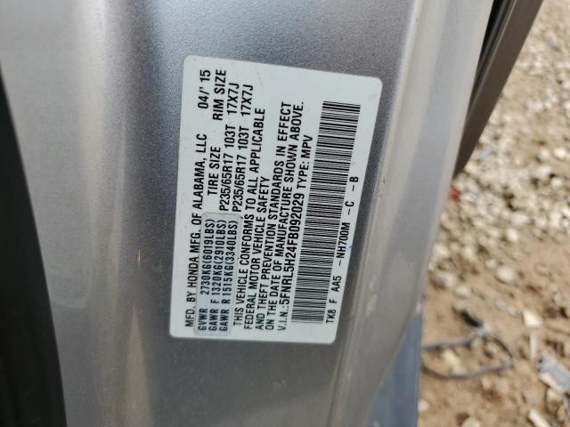 5FNRL5H24FB092029 - 2015 HONDA ODYSSEY LX SILVER photo 12