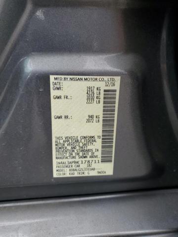 1N4AL3AP9HC178711 - 2017 NISSAN ALTIMA 2.5 ნაცრისფერი ფოტო 13