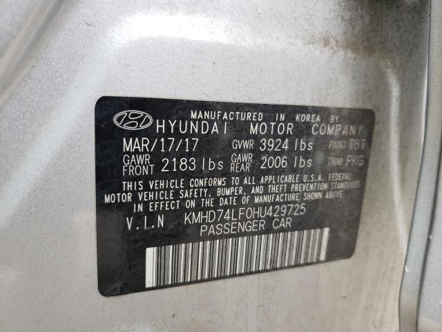 KMHD74LF0HU429725 - 2017 HYUNDAI ELANTRA SE SILVER photo 12