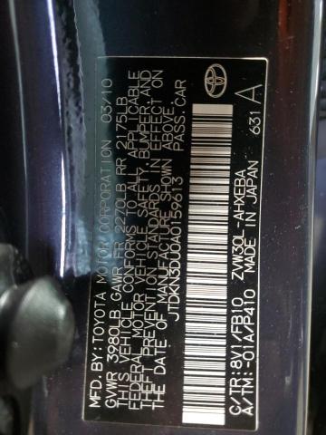 JTDKN3DU0A0159613 - 2010 TOYOTA PRIUS გრაფიტი ფოტო 12