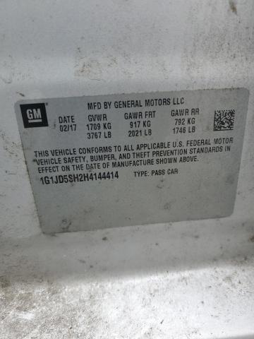 1G1JD5SH2H4144414 - 2017 CHEVROLET SONIC LT Серебристый фото 12