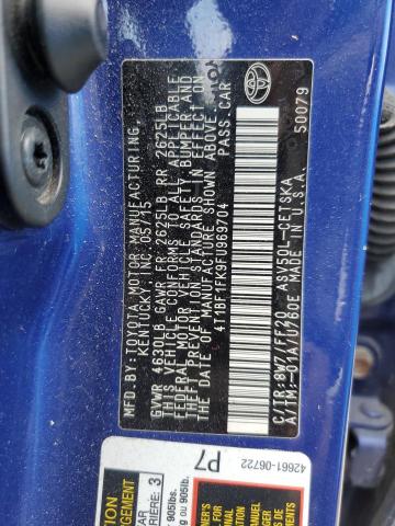 4T1BF1FK9FU969704 - 2015 TOYOTA CAMRY LE BLUE photo 13