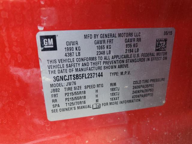 3GNCJTSB5FL237144 - 2015 CHEVROLET TRAX LTZ RED photo 13