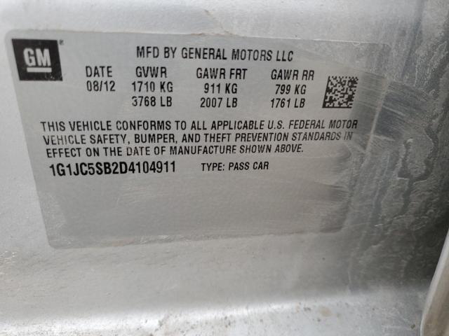 1G1JC5SB2D4104911 - 2013 CHEVROLET SONIC LT SILVER photo 13