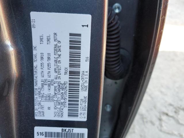 5TFRY5F1XMX296753 - 2021 TOYOTA TUNDRA DOUBLE CAB SR/SR5 GRAY photo 12