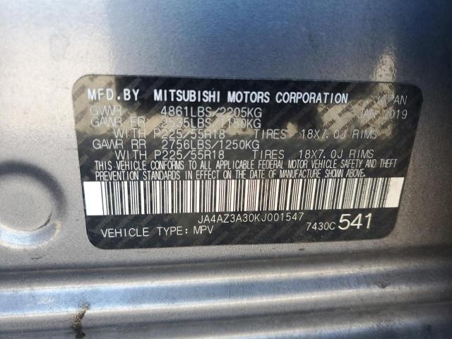 JA4AZ3A30KJ001547 - 2019 MITSUBISHI OUTLANDER SE ნაცრისფერი ფოტო 13