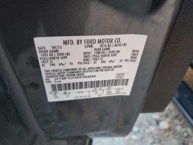 1FTMF1CF0DFD82054 - 2013 FORD F150 GRAY photo 12