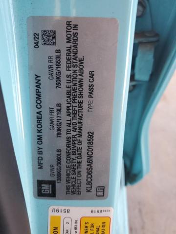 KL8CD6SA6NC018592 - 2022 CHEVROLET SPARK 1LT ტურკოუსი ფოტო 13