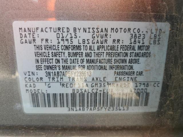 3N1AB7AP5FY235613 - 2015 NISSAN SENTRA S GRAY photo 12