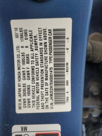 JHMZE2H7XAS031475 - 2010 HONDA INSIGHT EX Синій фото 12