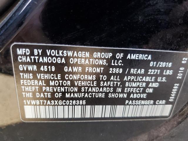 1VWBT7A3XGC026385 - 2016 VOLKSWAGEN PASSAT SE 黑色 照片 12