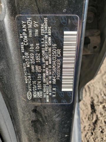 KMHCT5AE0HU325016 - 2017 HYUNDAI ACCENT SE BLACK photo 12