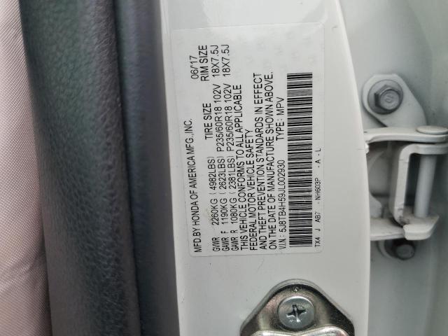 5J8TB4H59JL002930 - 2018 ACURA RDX TECHNOLOGY თეთრი ფოტო 13