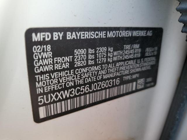 5UXXW3C56J0Z60316 - 2018 BMW X4 XDRIVE28I WHITE photo 12