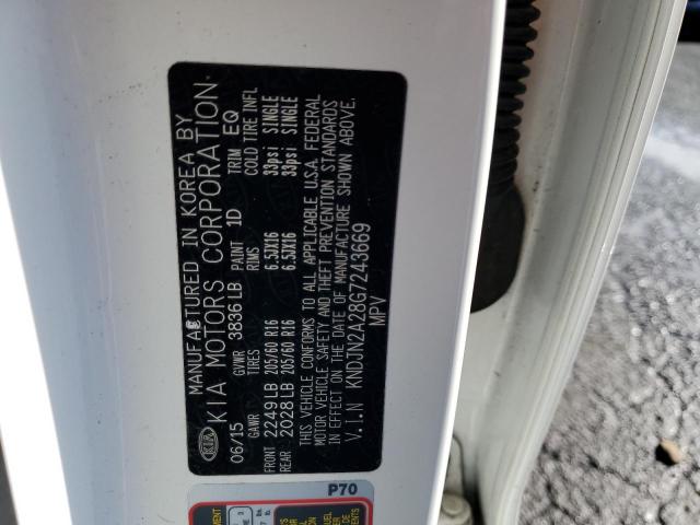 KNDJN2A28G7243669 - 2016 KIA SOUL WHITE photo 12