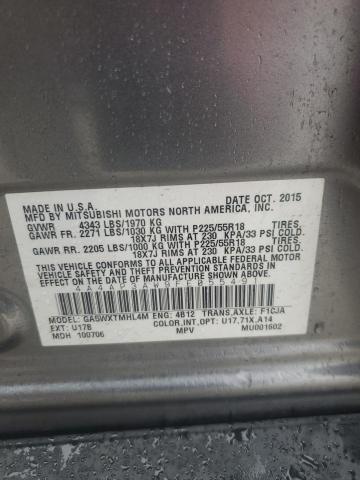 4A4AP3AW9FE055491 - 2015 MITSUBISHI OUTLANDER ES 银色 照片 12