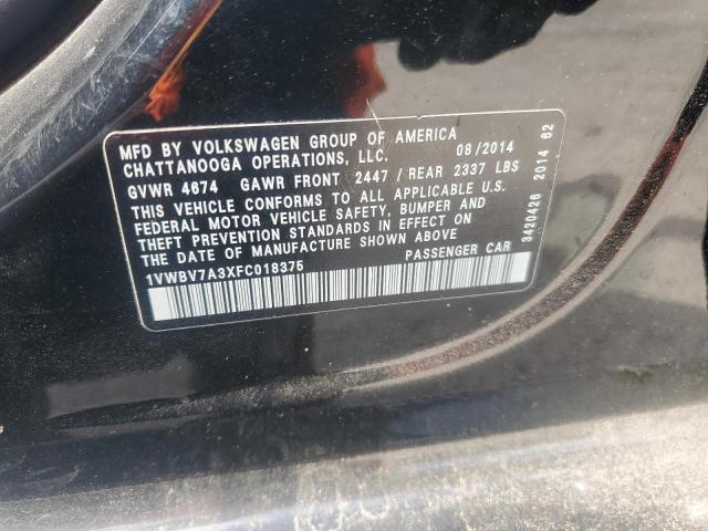 1VWBV7A3XFC018375 - 2015 VOLKSWAGEN PASSAT SE Қара фото 12