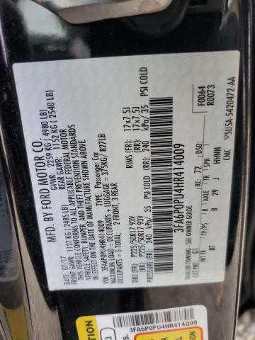 3FA6P0PU4HR414009 - 2017 FORD FUSION SE PHEV BLACK photo 12