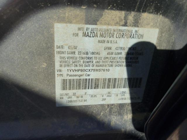 1YVHP80CX75M57610 - 2007 MAZDA 6 I SILVER photo 12