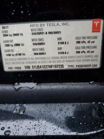5YJSA1E27HF197235 - 2017 TESLA MODEL S 黑色 照片 12