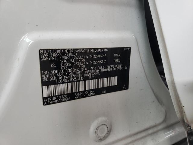 2T3BFREV1FW284615 - 2015 TOYOTA RAV4 LE WHITE photo 13