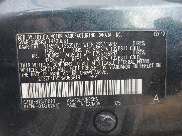 2T3ZF4DV3BW066849 - 2011 TOYOTA RAV4 GRAY photo 13