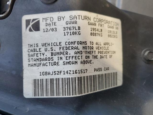 1G8AJ52F14Z161517 - 2004 SATURN ION LEVEL 2 蓝色 照片 12