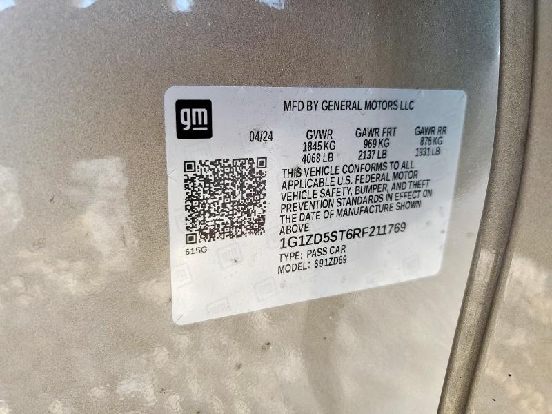 1G1ZD5ST6RF211769 - 2024 CHEVROLET MALIBU LT SILVER photo 13