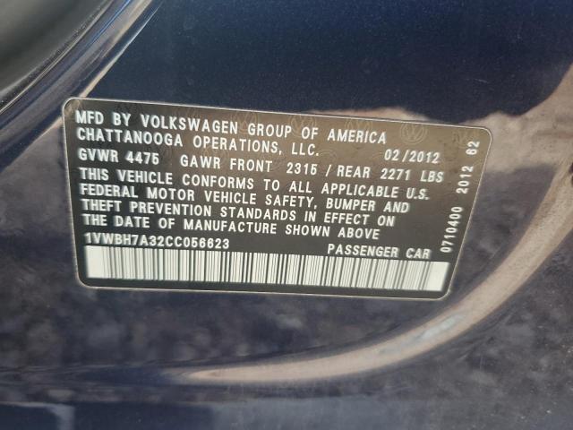 1VWBH7A32CC056623 - 2012 VOLKSWAGEN PASSAT SE BLUE photo 13